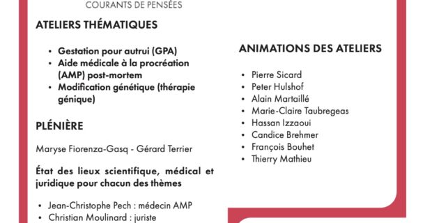 ATELIERS THÉMATIQUES DE RÉFLEXION ÉTHIQUE